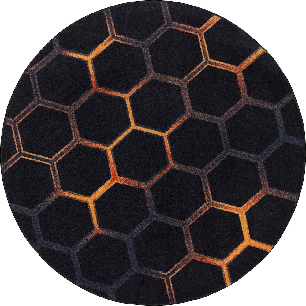 Kid Essentials Breakout 5'4" Round Area Rug in Color Tangerine. Picture 1
