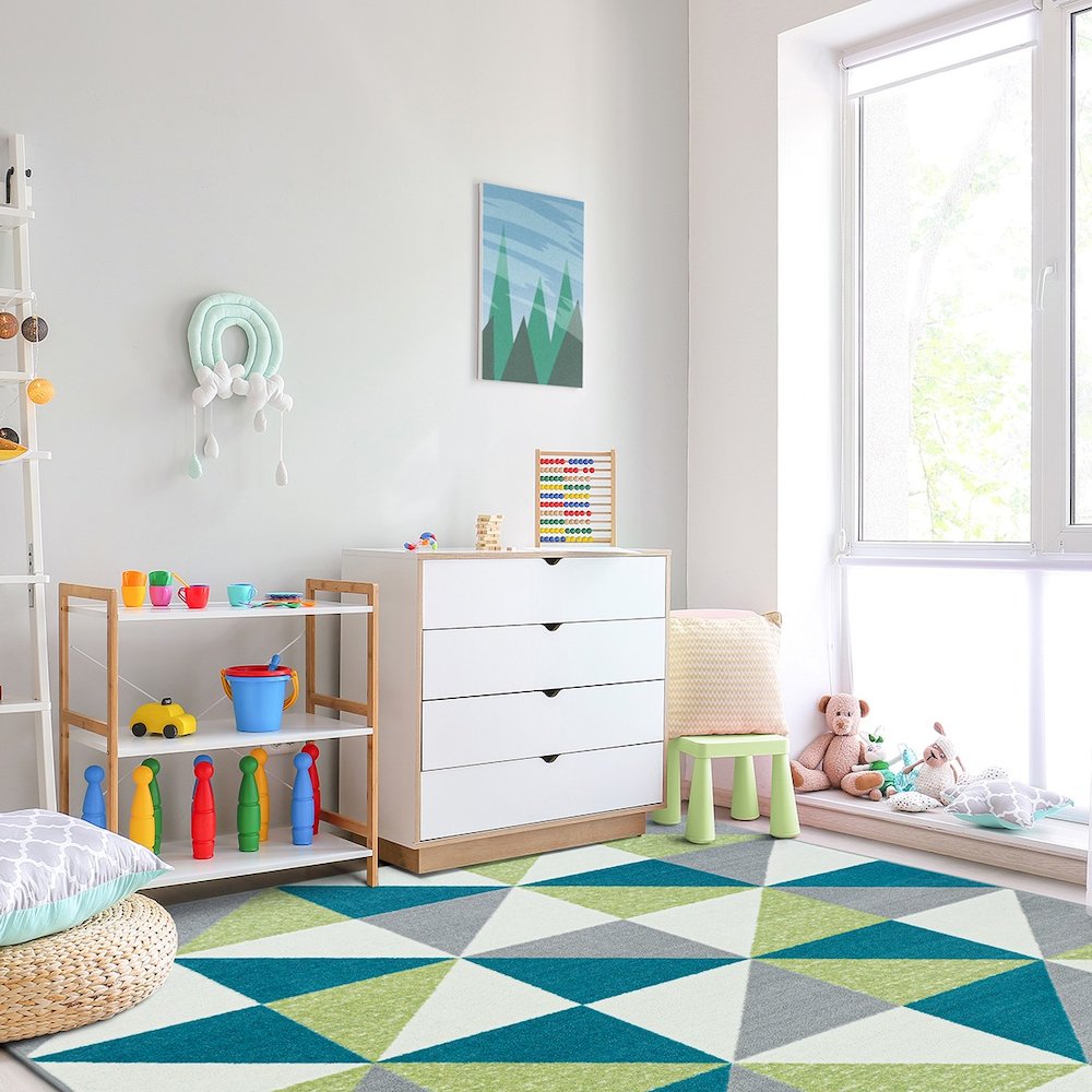 Claremont Kids Cartwheel 3'10" x 5'4" Area Rug in Color Calypso. Picture 3