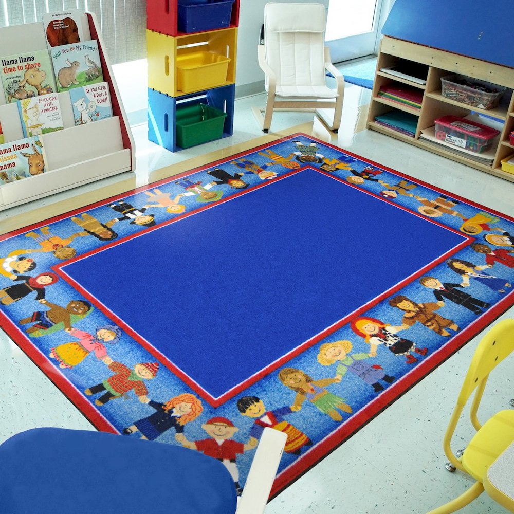 Kid Essentials Children of Many Cultures 5'4" x 7'8" Area Rug in Color Multi. Picture 2