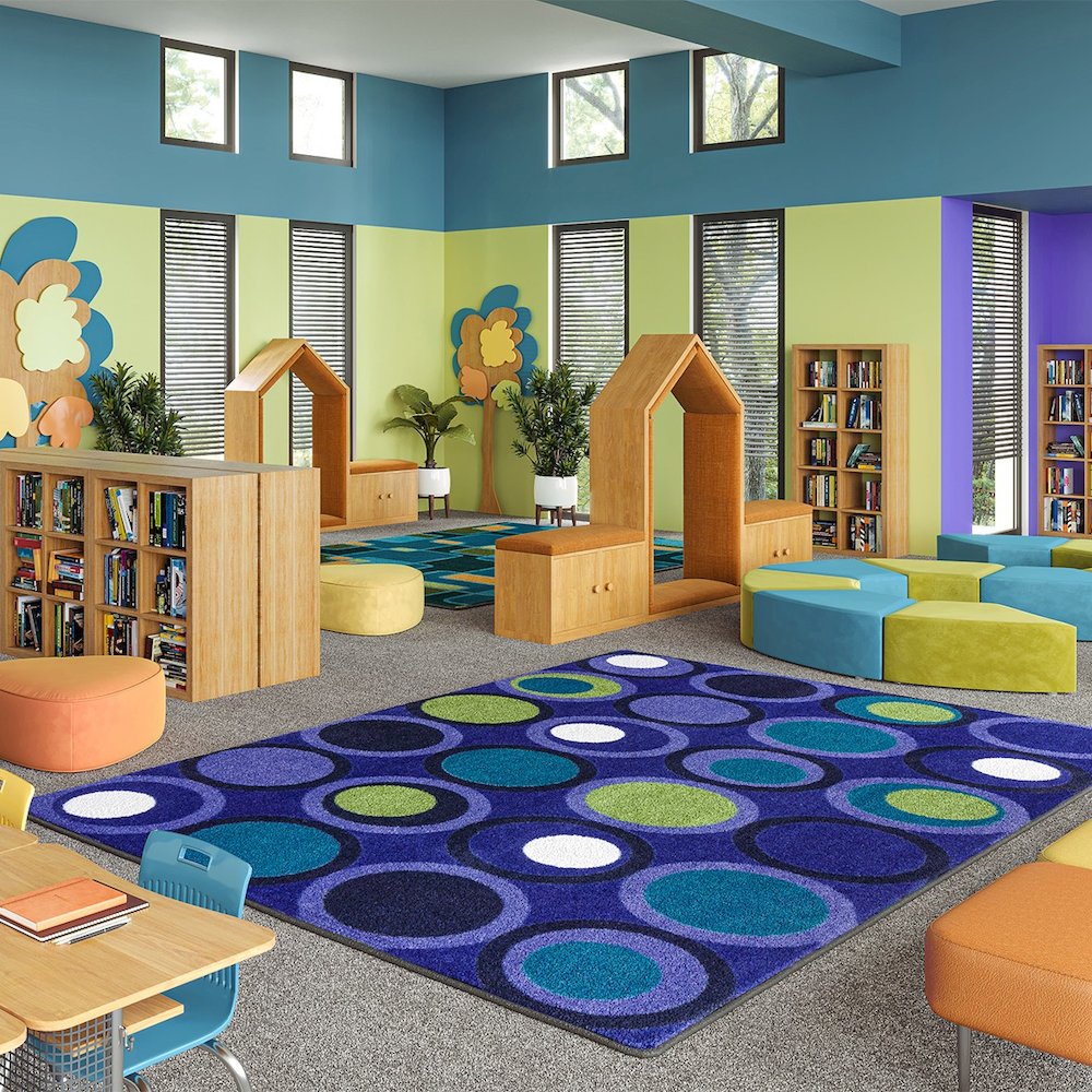 Kid Essentials Circle Back 5'4" x 7'8" Area Rug in Color Indigo. Picture 2