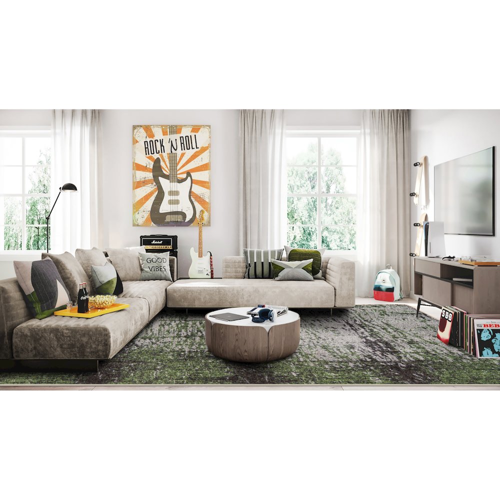 Kid Essentials Coastal Canvas 3'10" x 5'4" Area Rug in Color Spanish Moss. Picture 3