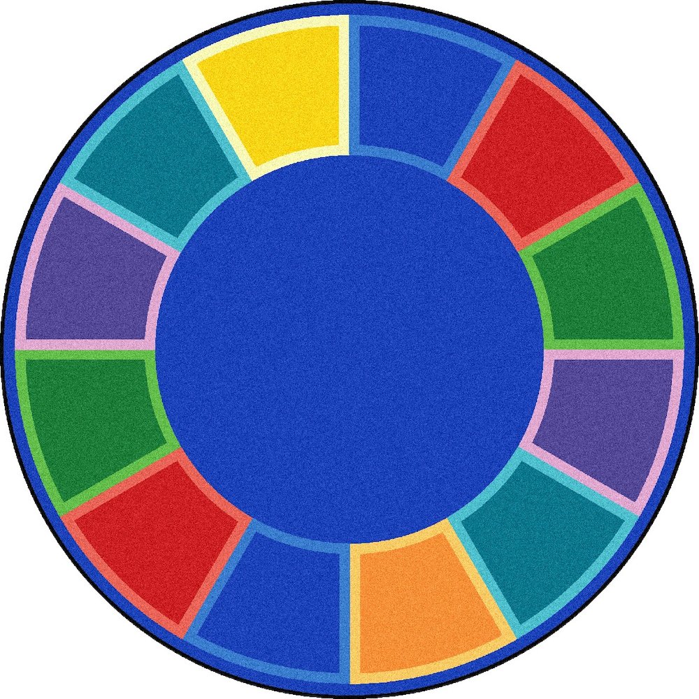 Kid Essentials Color Tones 7'7" Round Area Rug in Color Multi. Picture 1