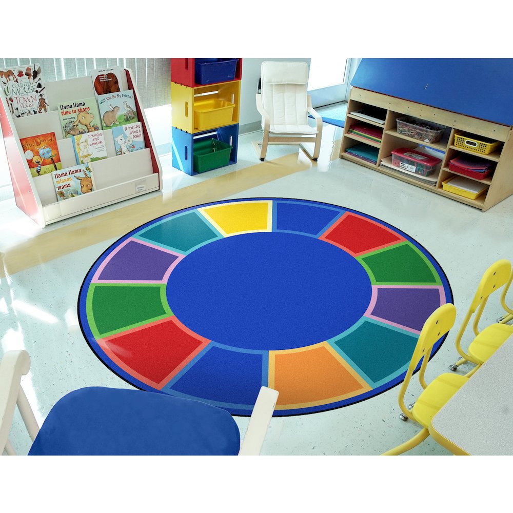 Kid Essentials Color Tones 7'7" Round Area Rug in Color Multi. Picture 3