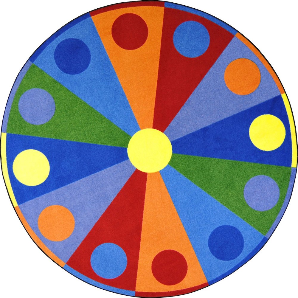 Kid Essentials Color Wheel 7'7" Round Area Rug in Color Multi. Picture 1
