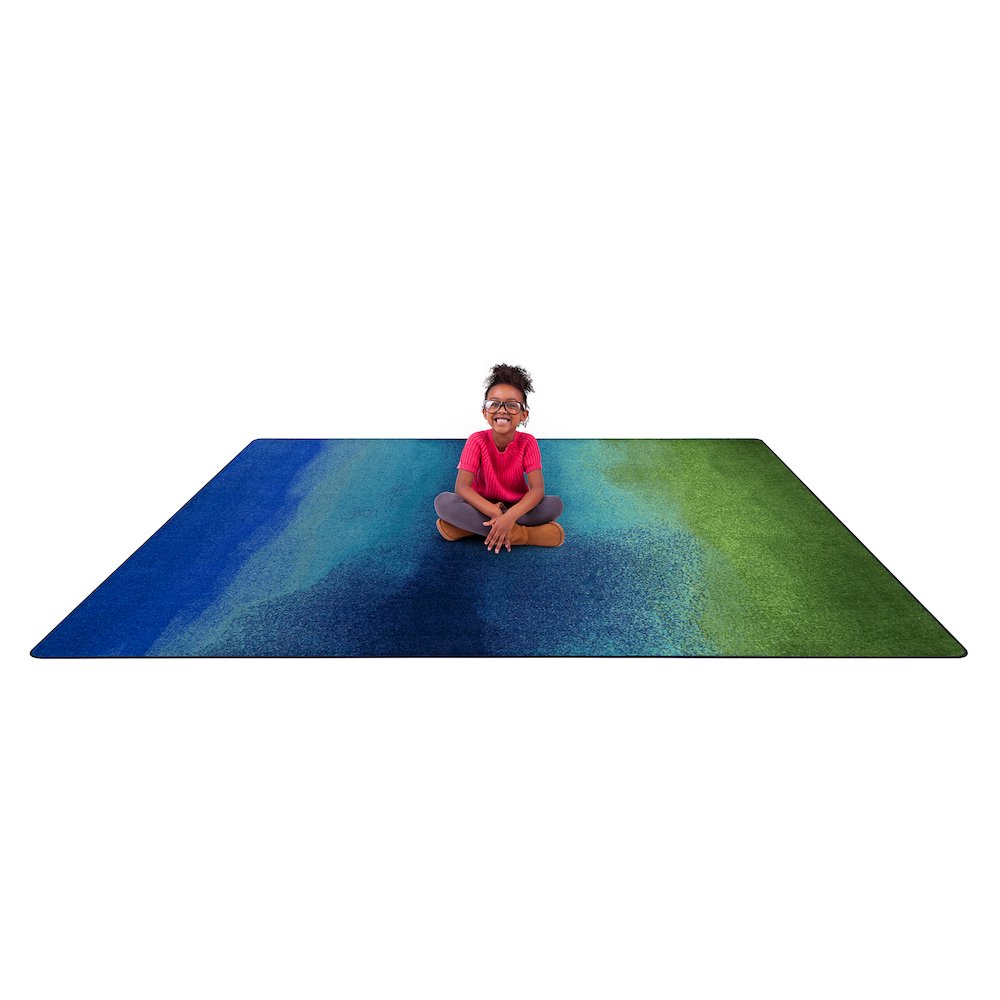 Kid Essentials Colorwash 5'4" x 7'8" Area Rug in Color Marine. Picture 4