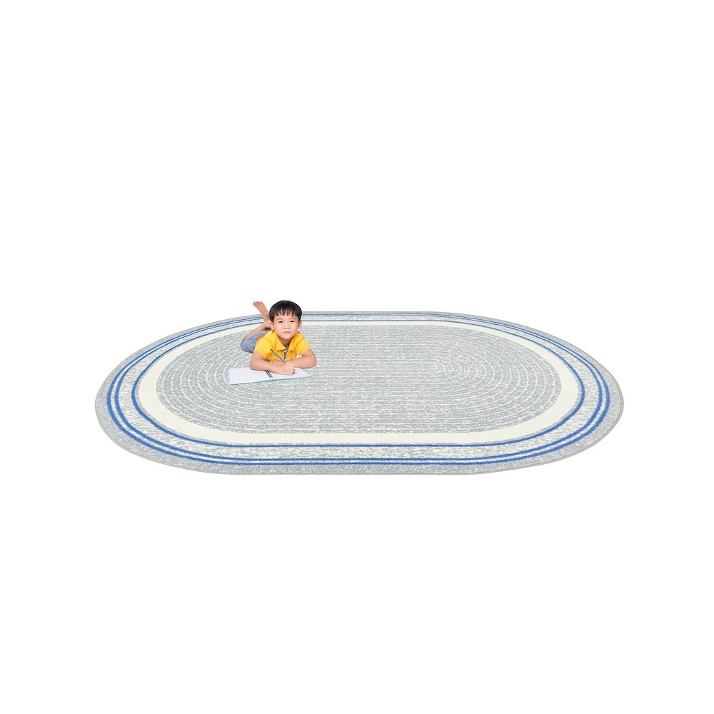 Cozy Corner 3'10" x 5'4" Oval Area Rug in Color Light Blue. Picture 4