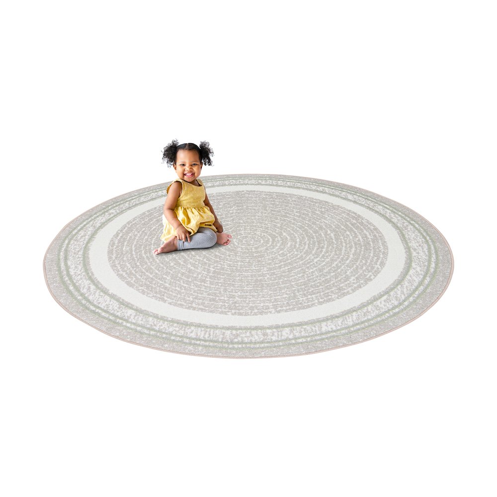 Cozy Corner 7'7" Round Area Rug in Color Sage. Picture 4