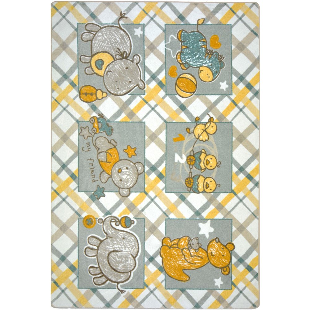 Kid Essentials Cozy Creatures 3'10" x 5'4" Area Rug in Color Multi. Picture 1