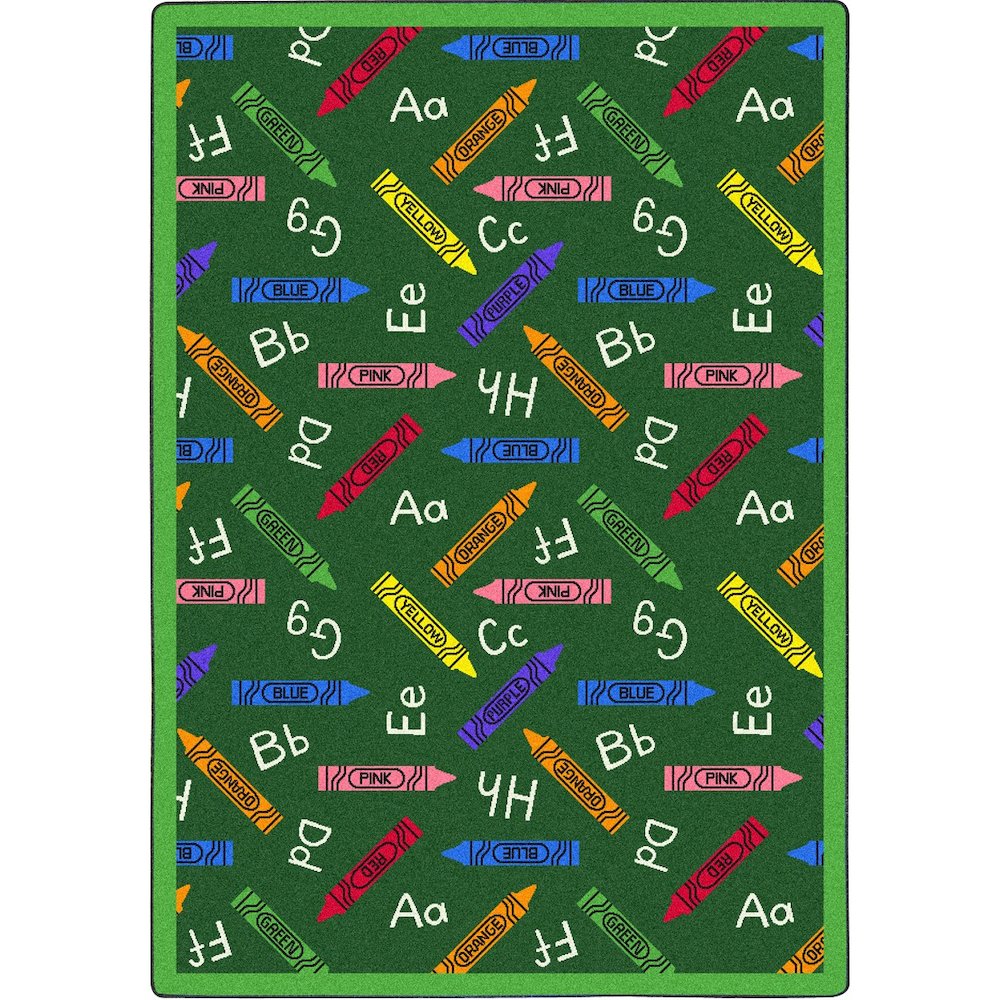 Playful Patterns Crayons 3'10" x 5'4" Area Rug in Color Green. Picture 1