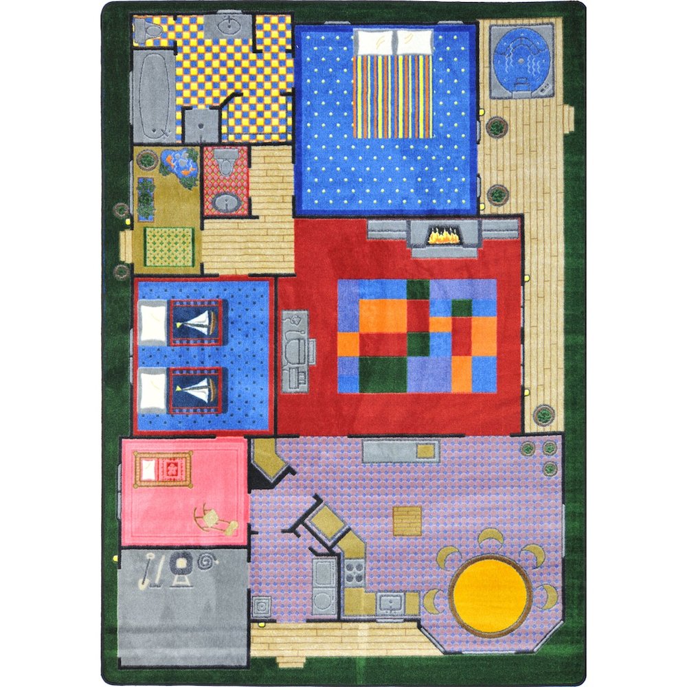 Kid Essentials Creative Play House 3'10" x 5'4" Area Rug in Color Multi. Picture 1