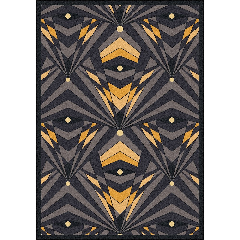 Any Day Matinee Deco Strobe 3'10" x 5'4" Area Rug in Color Charcoal. Picture 1