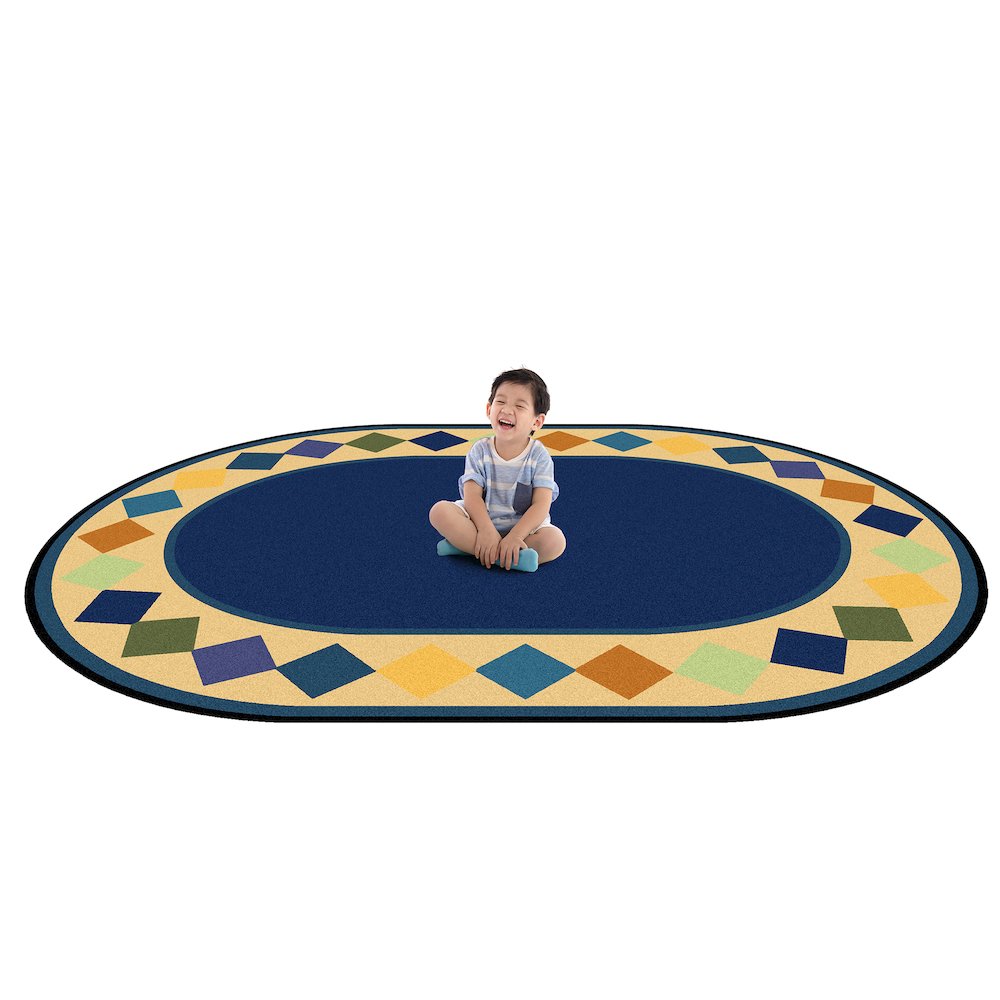 Kid Essentials Delightful Diamonds 3'10" x 5'4" Oval Area Rug in Color Multi. Picture 2