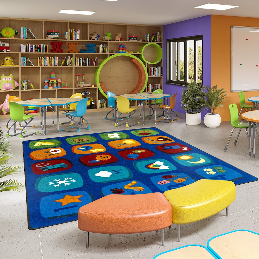 Kid Essentials Discovery Blocks 5'4" x 7'8" Area Rug in Color Multi. Picture 2