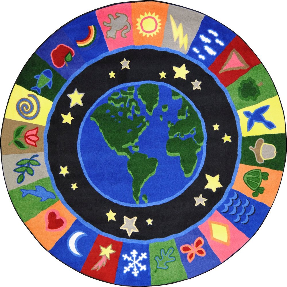 Kid Essentials EarthWorks 7'7" Round Area Rug in Color Multi. Picture 1