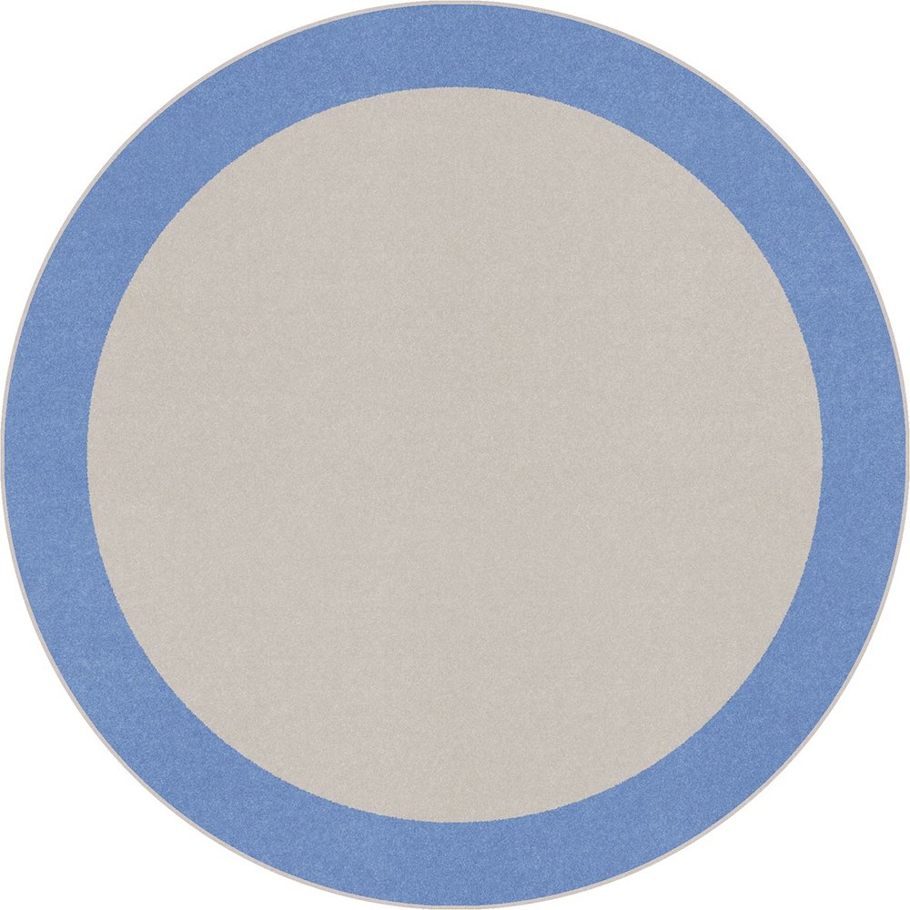 Kid Essentials Easy Going 7'7" Round Area Rug in Color Light Blue. Picture 1