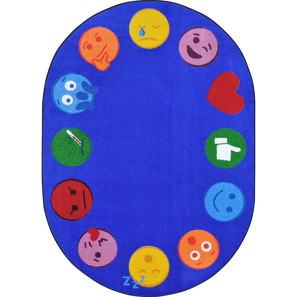 Kid Essentials Emoji Edge 10'9" x 13'2" Oval Area Rug in Color Multi. Picture 1