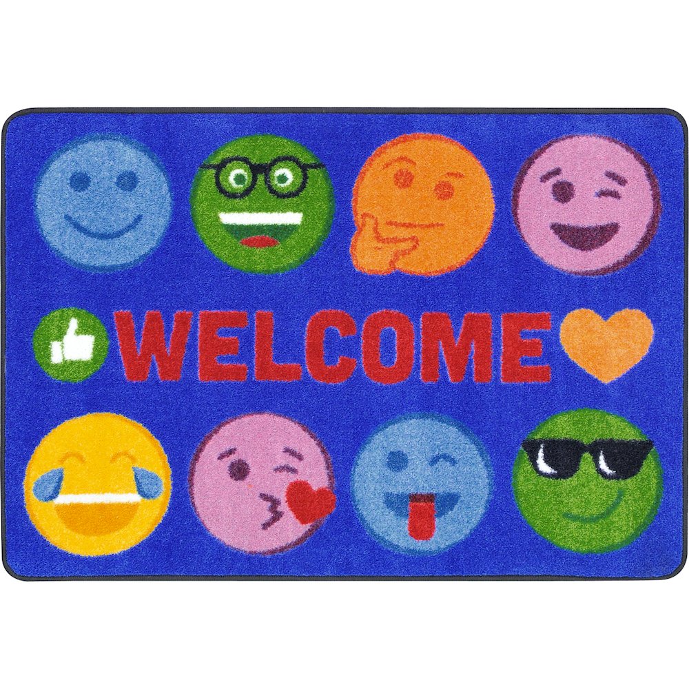 Kid Essentials Emoji Expressions 2'8" x 3'10" Area Rug in Color Multi. Picture 1