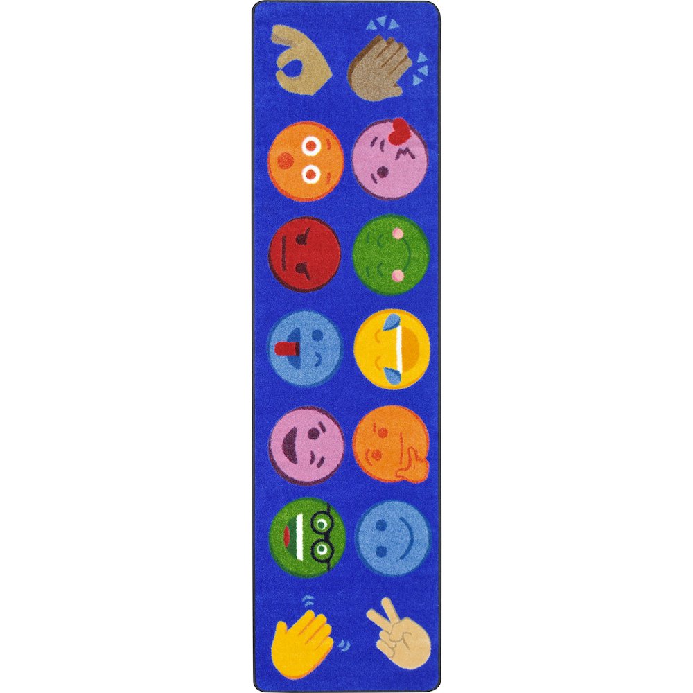 Kid Essentials Emoji Expressions 2'1" x 7'8" Runner Area Rug in Color Multi. Picture 1