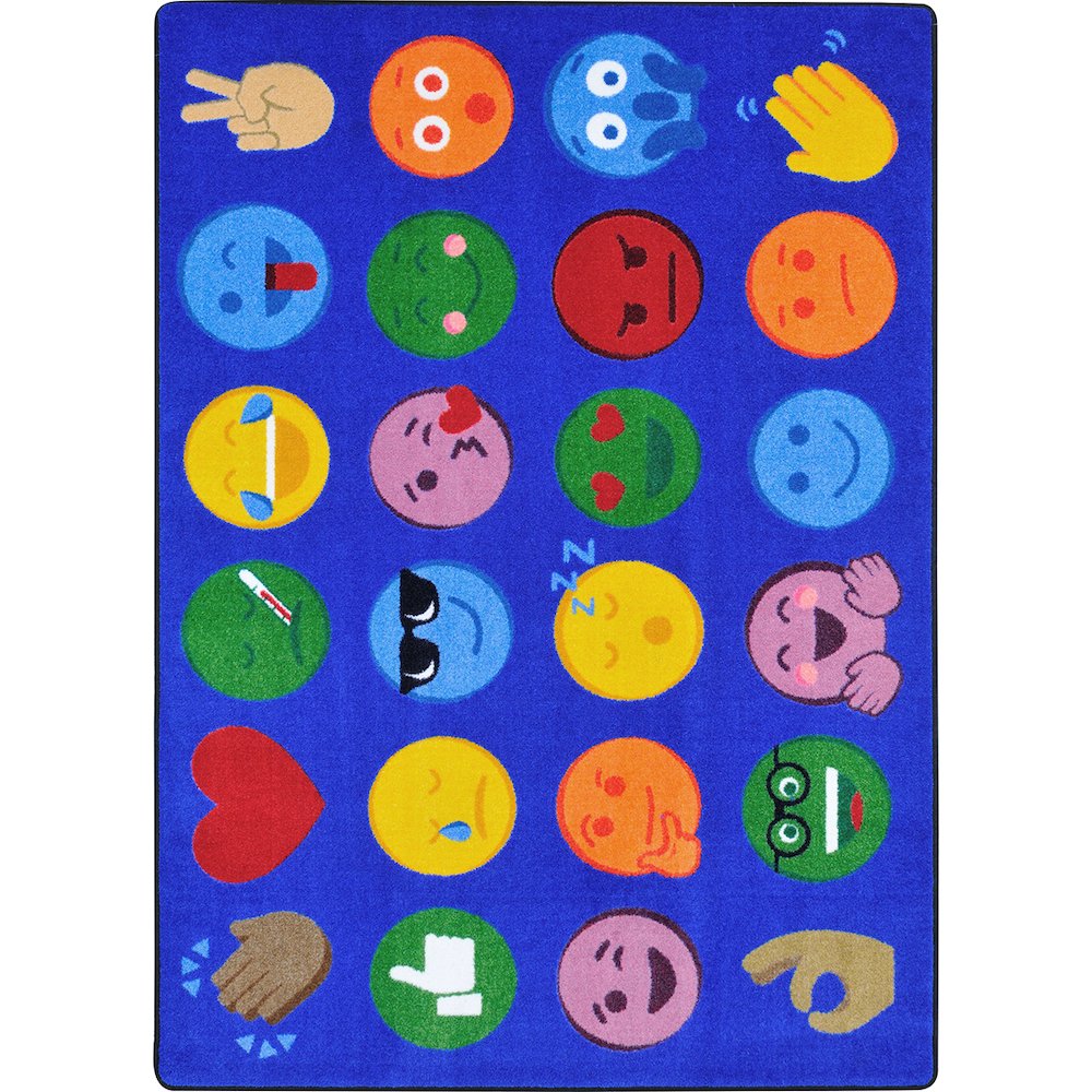 Kid Essentials Emoji Expressions 5'4" x 7'8" Area Rug in Color Multi. Picture 1