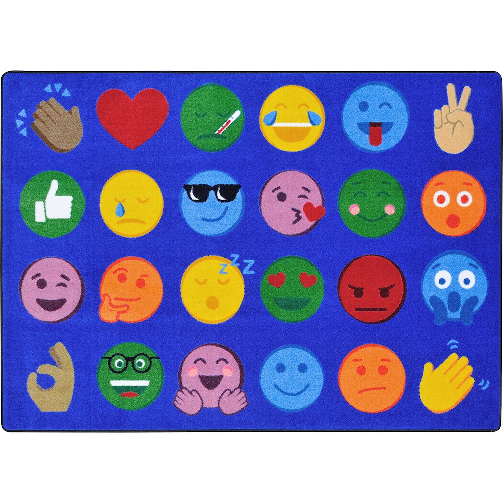 Kid Essentials Emoji Expressions 5'4" x 7'8" Area Rug in Color Multi. Picture 2
