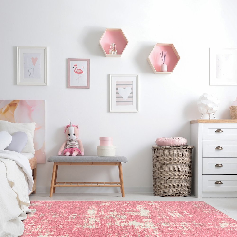 Claremont Kids Enchanted 3'10" x 5'4" Area Rug in Color Blush. Picture 3