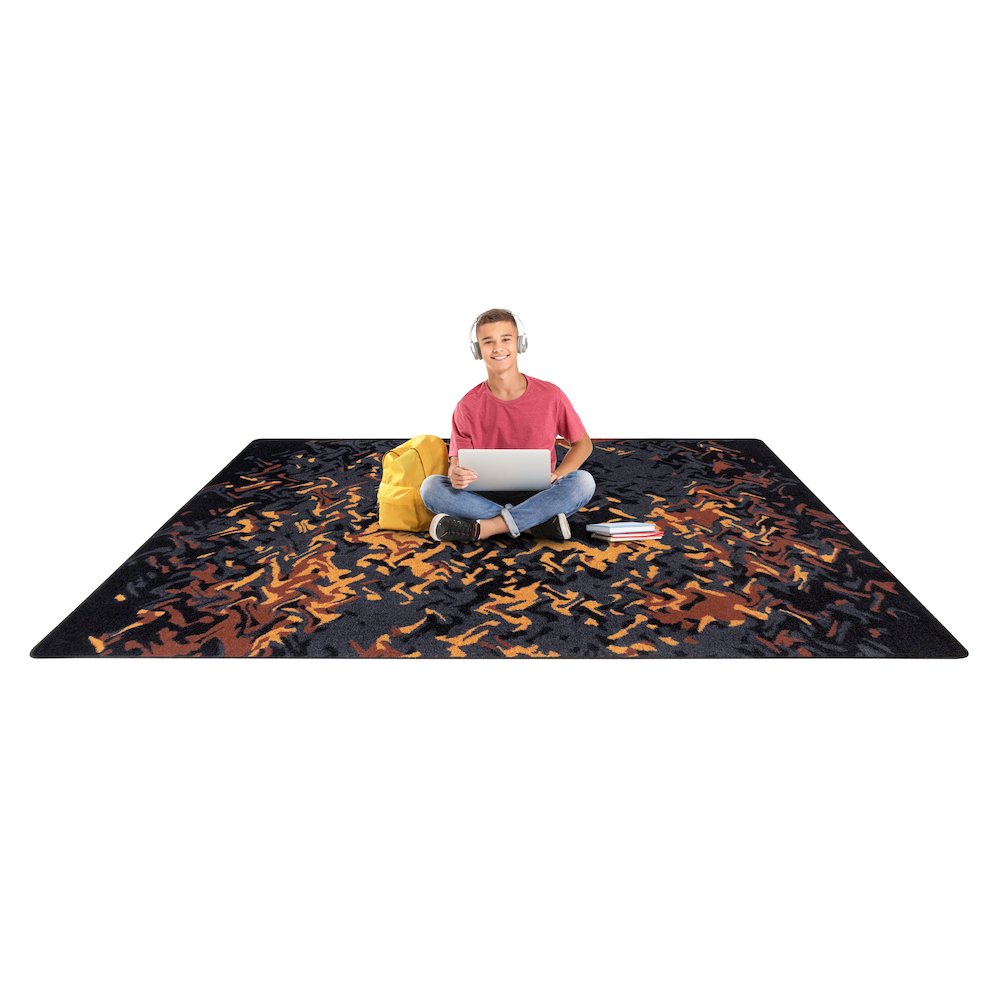 Kid Essentials Eruption 3'10" x 5'4" Area Rug in Color Tangerine. Picture 4