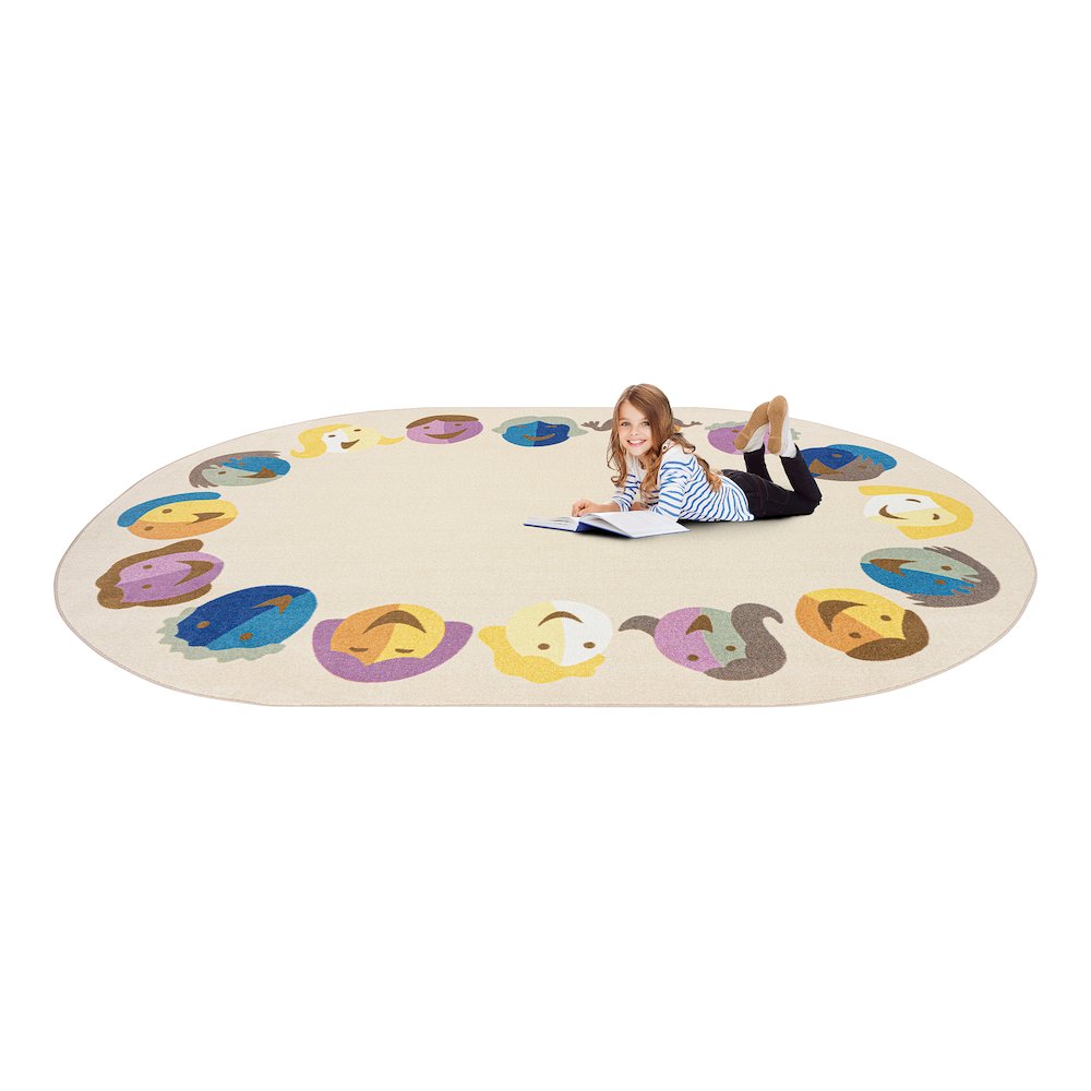 Faces of Joy 5'4" x 7'8" Oval Area Rug in Color Multi. Picture 4