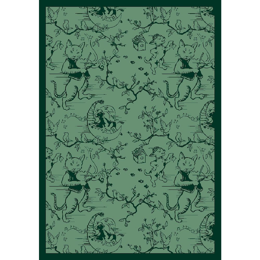 Kaleidoscope Fancy Fiddler 3'10" x 5'4" Area Rug in Color Green. Picture 1