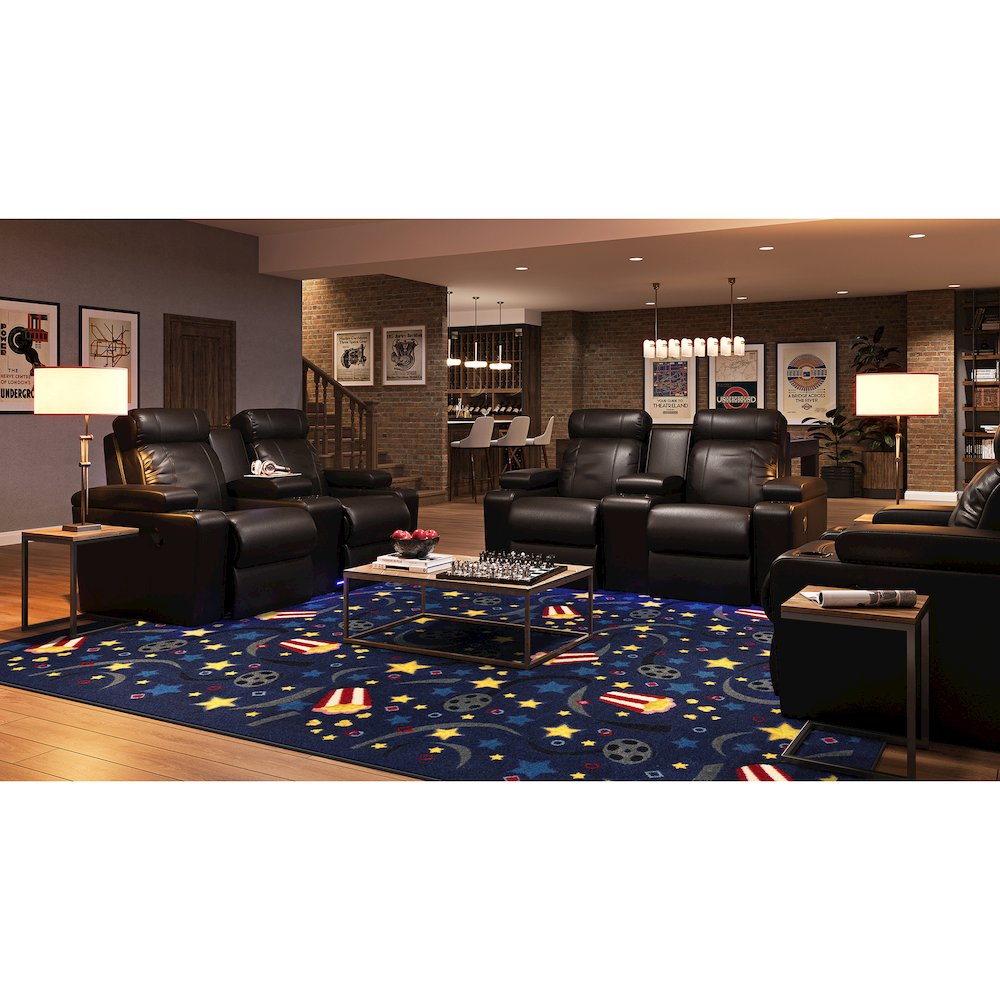 Any Day Matinee Feature Film 3'10" x 5'4" Area Rug in Color Navy. Picture 3