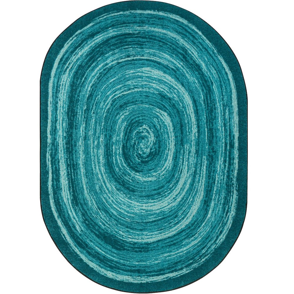 Kid Essentials Feeling Fun 5'4" x 7'8" Oval Area Rug in Color Teal. Picture 1