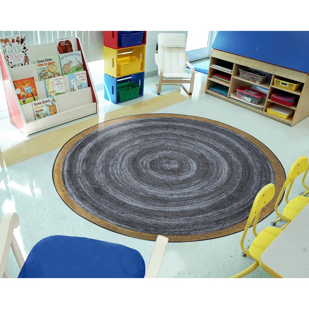 Kid Essentials Feeling Natural 7'7" Round Area Rug in Color Slate. Picture 3