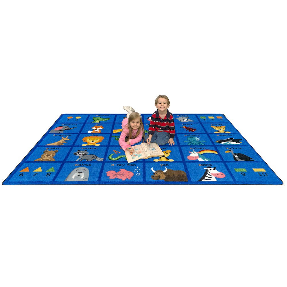 Friendly Phonics Animals 5'4" x 7'8" Area Rug in Color French. Picture 4