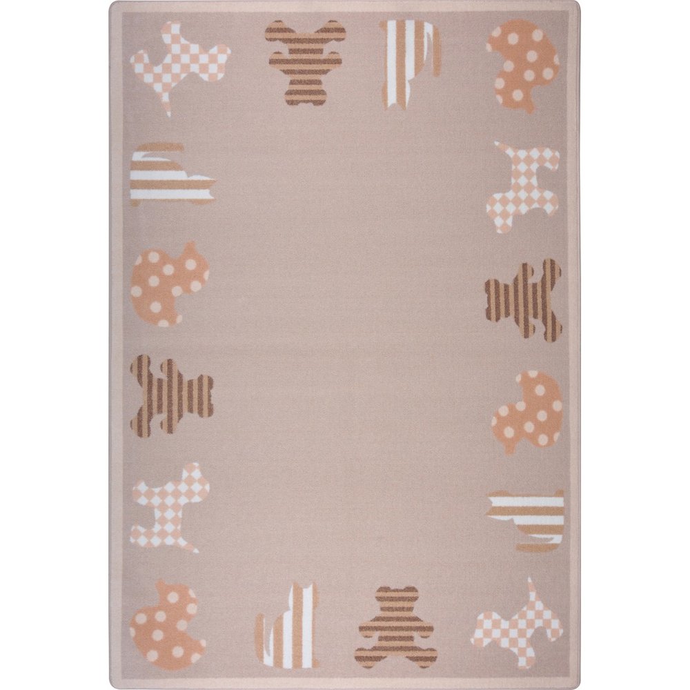 Kid Essentials Frisky Friends 3'10" x 5'4" Area Rug in Color Beige. Picture 1