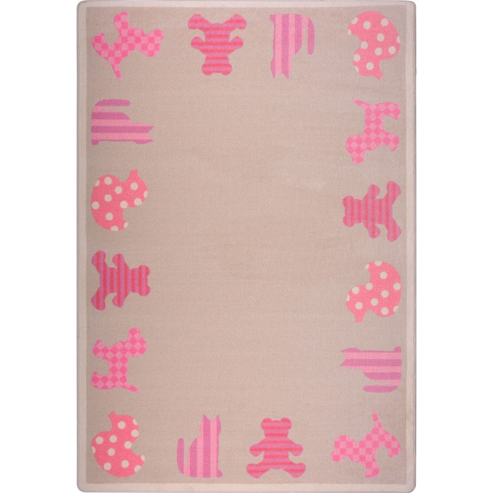 Kid Essentials Frisky Friends 3'10" x 5'4" Area Rug in Color Pink. Picture 1