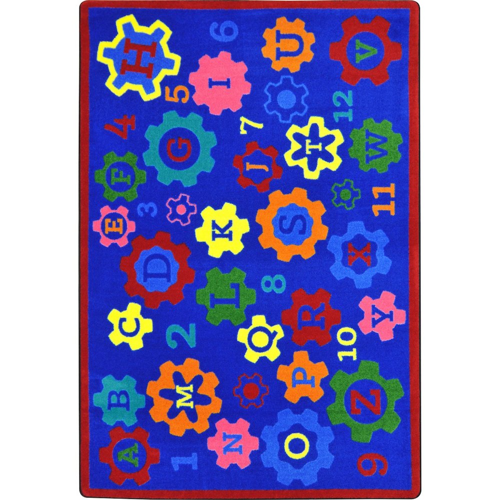 Kid Essentials Geared for Learning 5'4" x 7'8" Area Rug in Color Multi. Picture 1