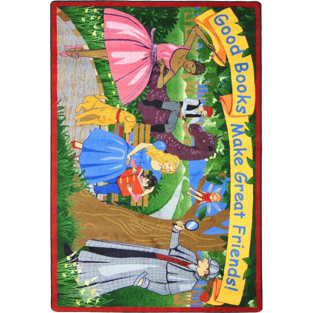Kid Essentials Good Books Make Great Friends 5'4" x 7'8" Area Rug in Color Multi. Picture 1
