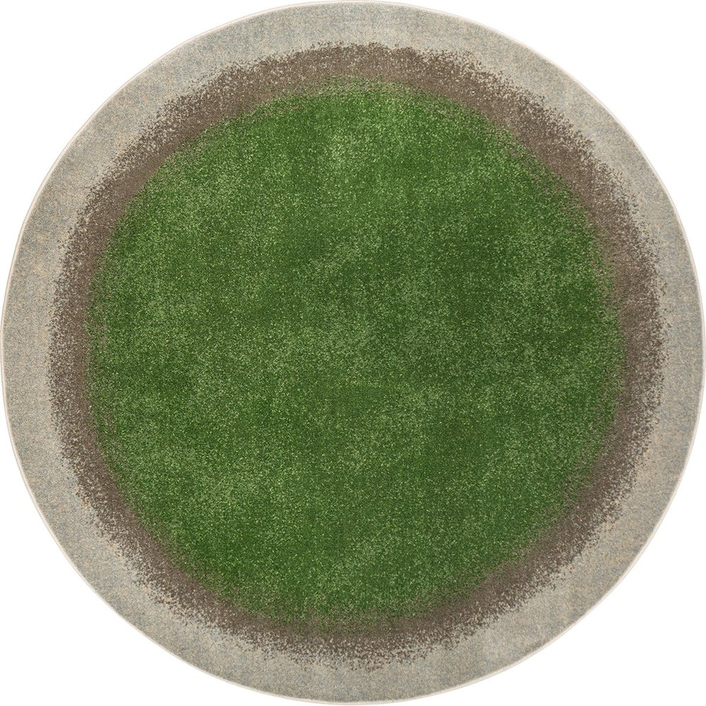 Kid Essentials Grounded 7'7" Round Area Rug in Color Meadow. Picture 1