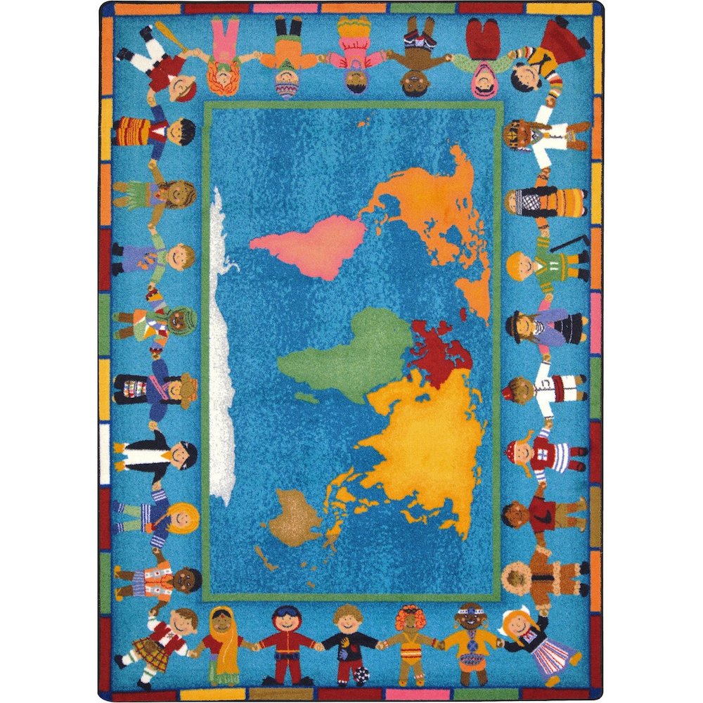 Kid Essentials Hands Around the World 5'4" x 7'8" Area Rug in Color Multi. Picture 1