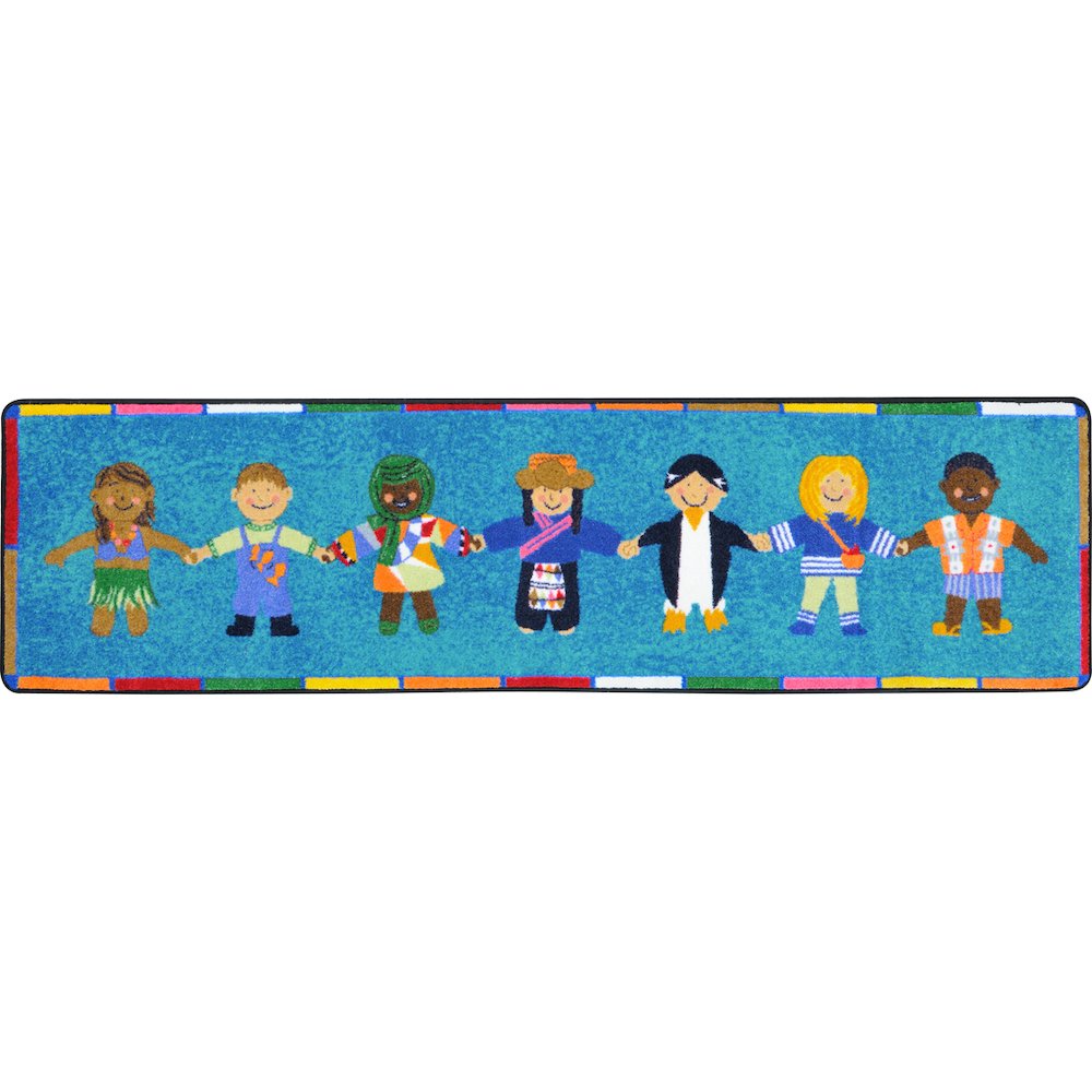 Kid Essentials Hands Around the World 2'1" x 7'8" Runner Area Rug in Color Multi. Picture 3