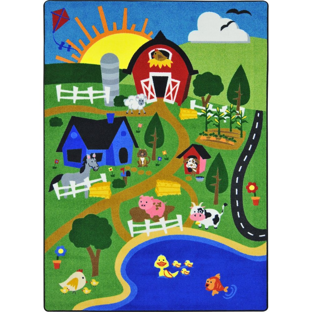 Kid Essentials Happy Farm 5'4" x 7'8" Area Rug in Color Multi. Picture 1