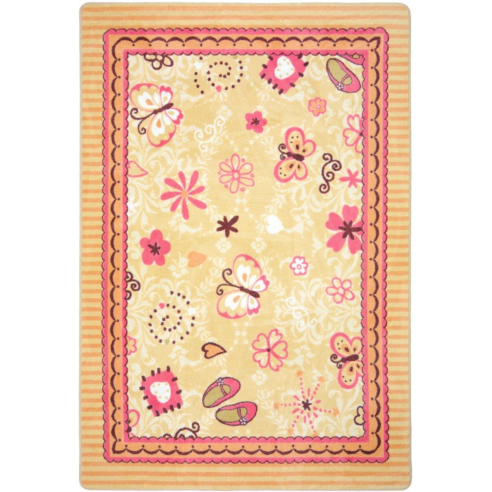 Kid Essentials Hearts & Flowers 3'10" x 5'4" Area Rug in Color Multi. Picture 1