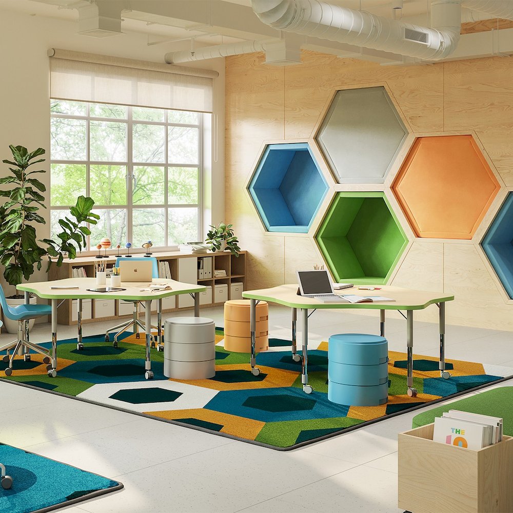 Kid Essentials Hexed 3'10" x 5'4" Area Rug in Color Citrus. Picture 2