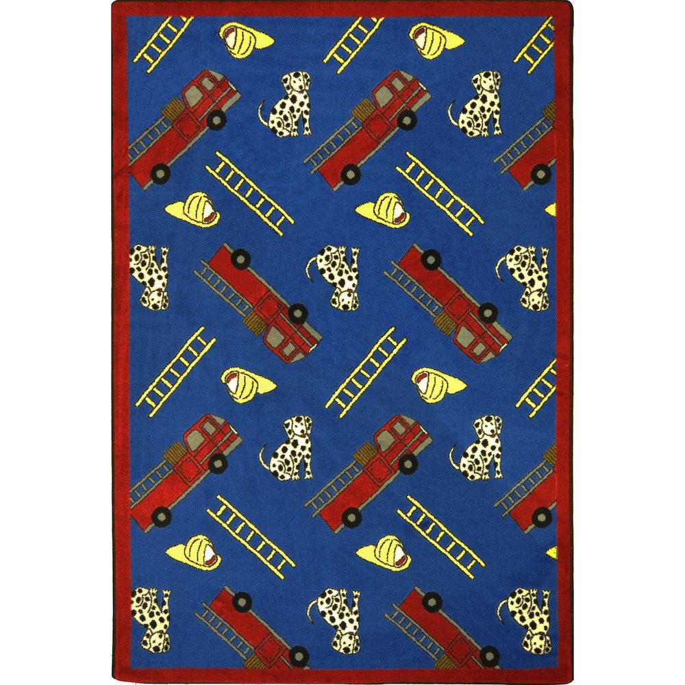 Playful Patterns Hook and Ladder 3'10" x 5'4" Area Rug in Color Blue. Picture 1