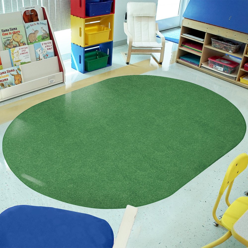 Kid Essentials Just Kidding 6' x 9' Oval Area Rug in Color Grass Green. Picture 5