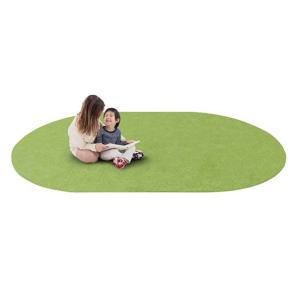 Kid Essentials Just Kidding 6' x 9' Oval Area Rug in Color Lime Green. Picture 2