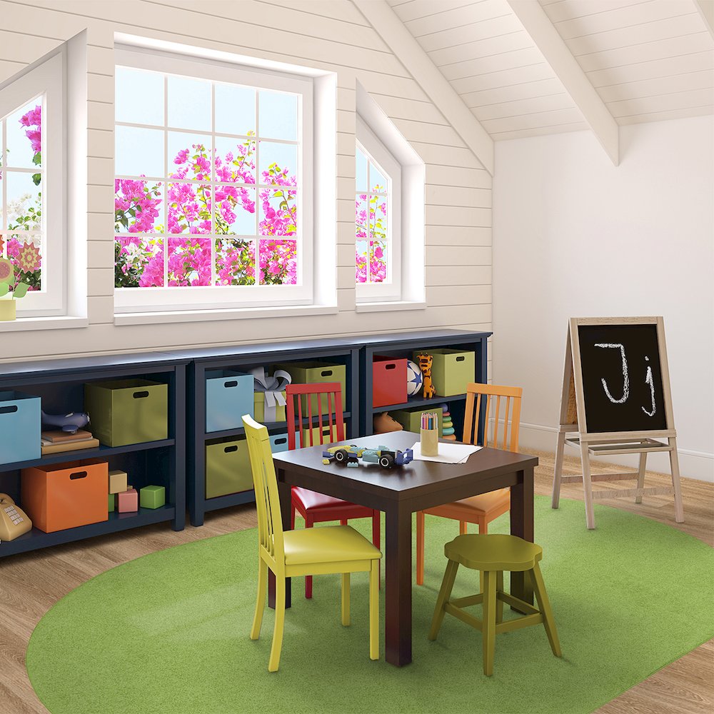 Kid Essentials Just Kidding 6' x 9' Oval Area Rug in Color Lime Green. Picture 3