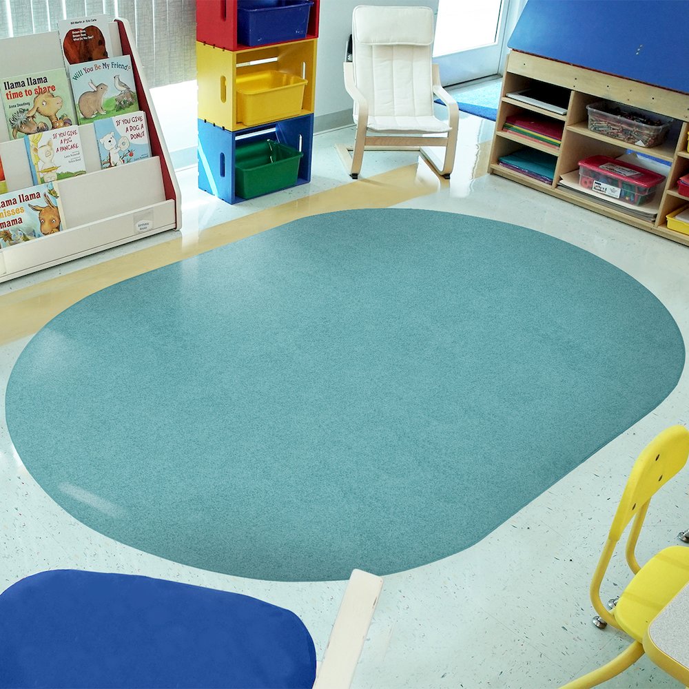 Kid Essentials Just Kidding 6' x 9' Oval Area Rug in Color Seafoam. Picture 5