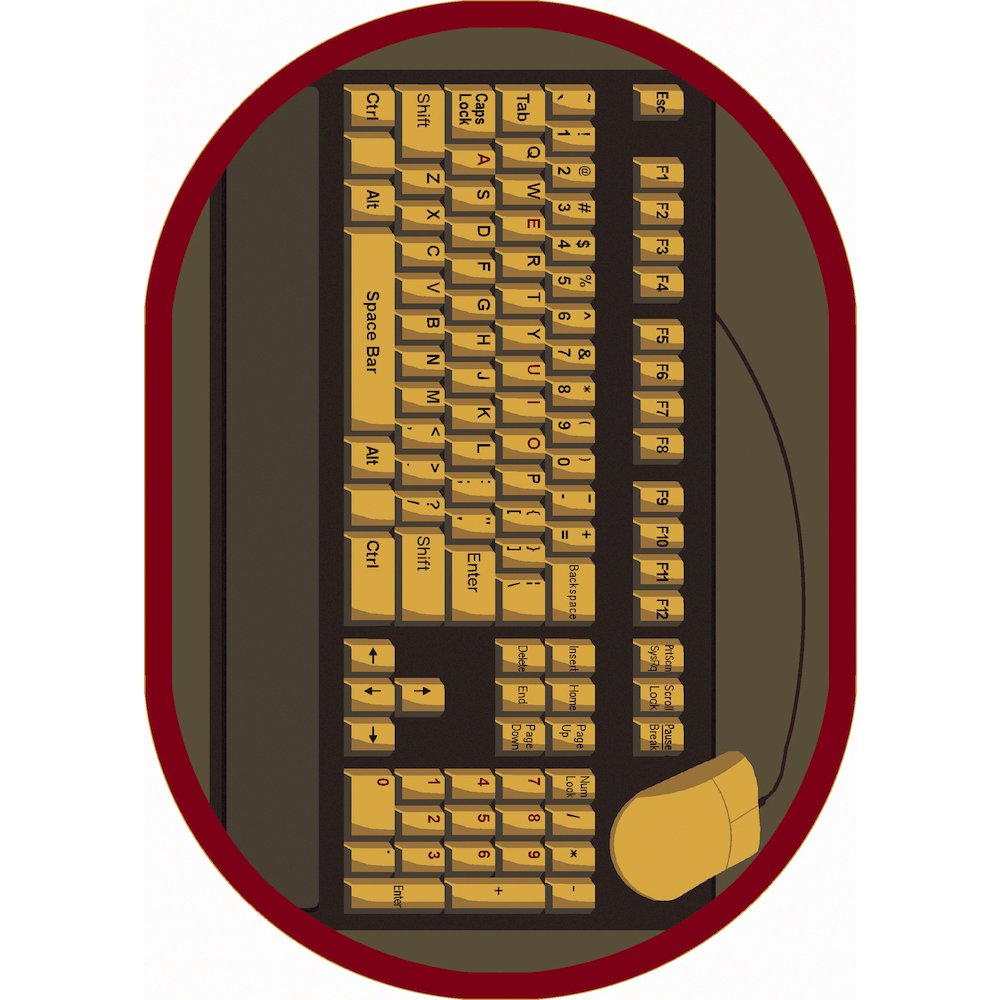 Kid Essentials Keyboard Connection 5'4" x 7'8" Oval Area Rug in Color Brown. Picture 1