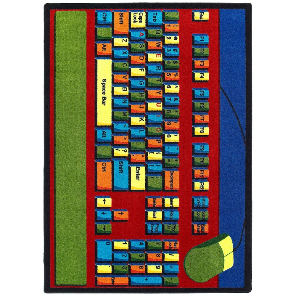 Kid Essentials Keyboard Connection 5'4" x 7'8" Area Rug in Color Multi. Picture 1