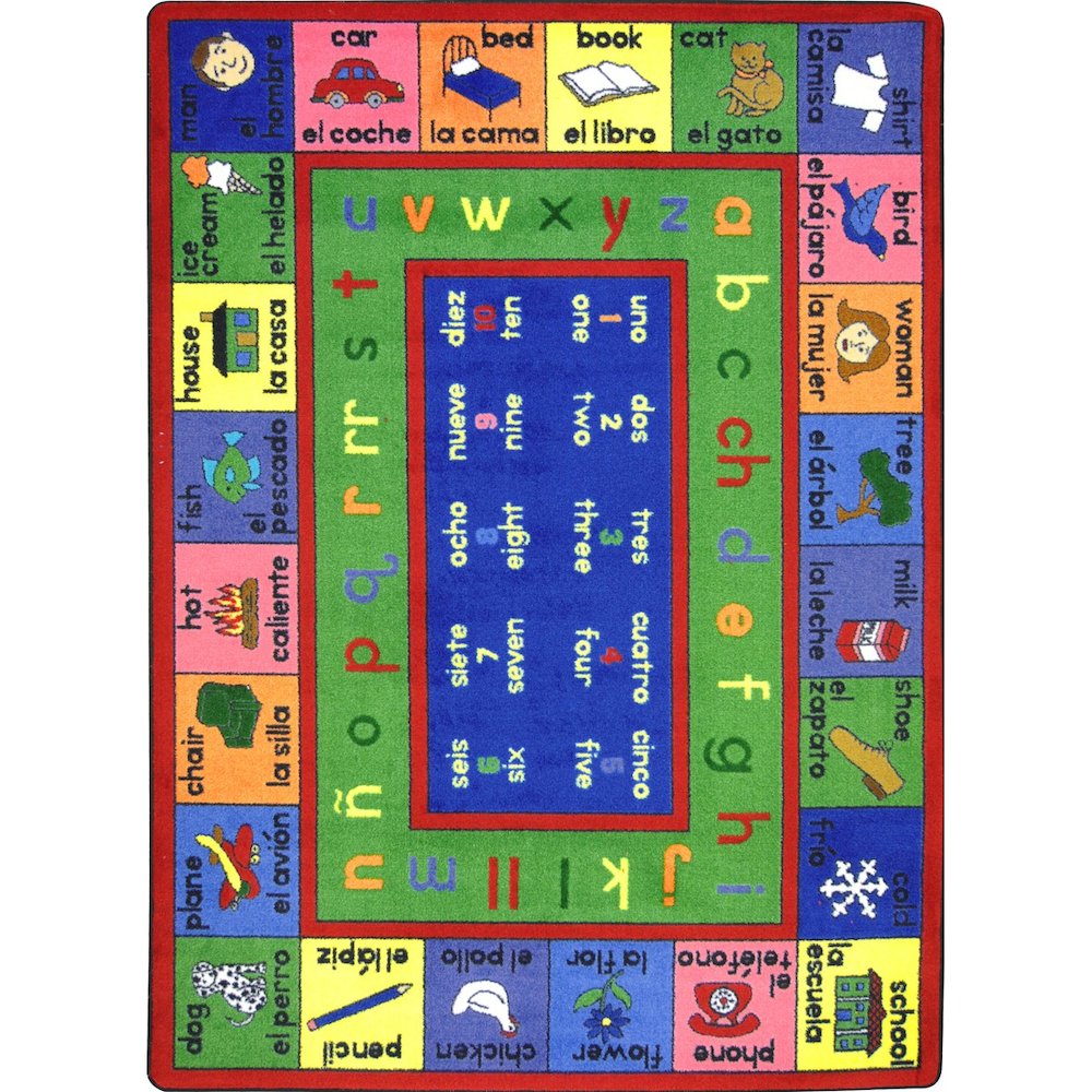 Kid Essentials LenguaLink (Spanish) 5'4" x 7'8" Area Rug in Color Multi. Picture 1